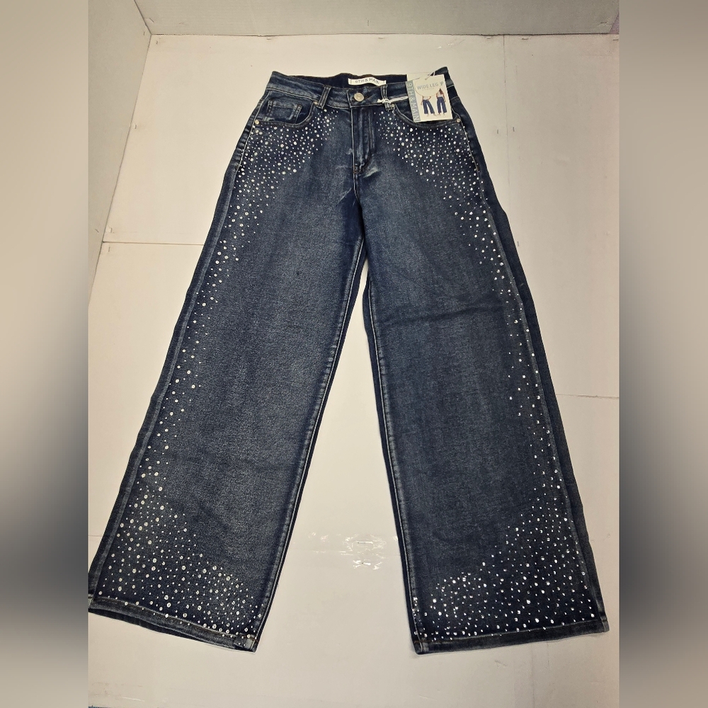 9th & Main Blue Flare Jeans with Sparkling Embellishments